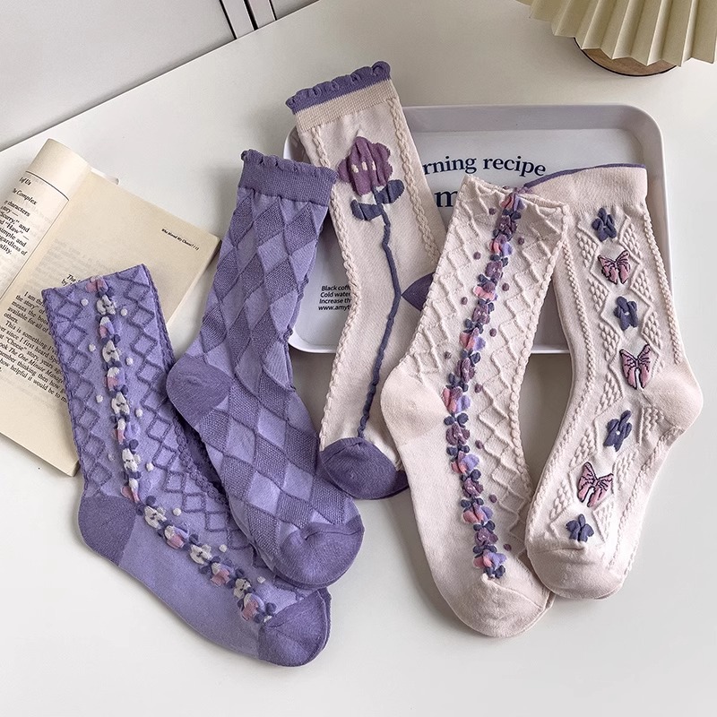 Good Floral & Wedding Decor Supply - Purple Socks Children Mid Tube Socks